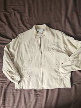 Casual Cream Bomber Jacket by Barry Bricken